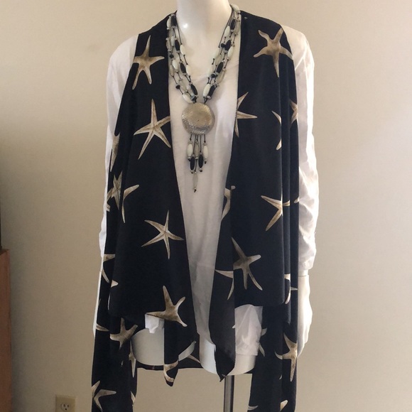 Women's Navy with Stars Kimono - Picture 2 of 4